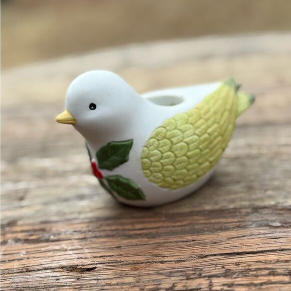 Vintage Porcelain Dove with Holly Candlestick Holder - Picture 3 of 10